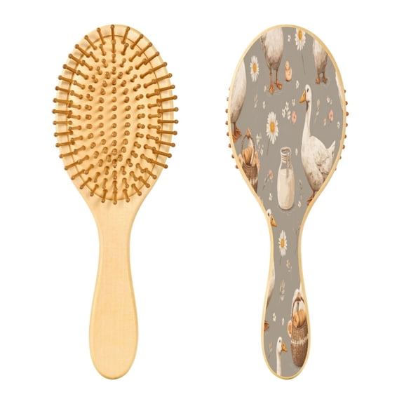 RMDQTR 9.25X3.15Round Wooden Rubber Hair Brushes Massage Comb Suitable for all Hair Types Smooth-gliding Comb Geese and Ducks