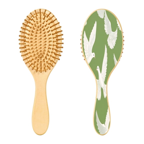 RMDQTR 9.25X3.15Round Wooden Rubber Hair Brushes Massage Comb Suitable for all Hair Types Smooth-gliding Comb Pigeons