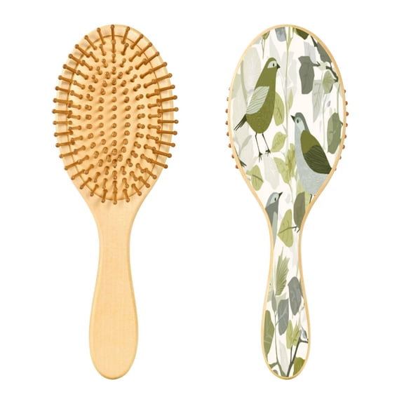 RMDQTR 9.25X3.15Round Wooden Rubber Hair Brushes Massage Comb Suitable for all Hair Types Smooth-gliding Comb Stylized Birds