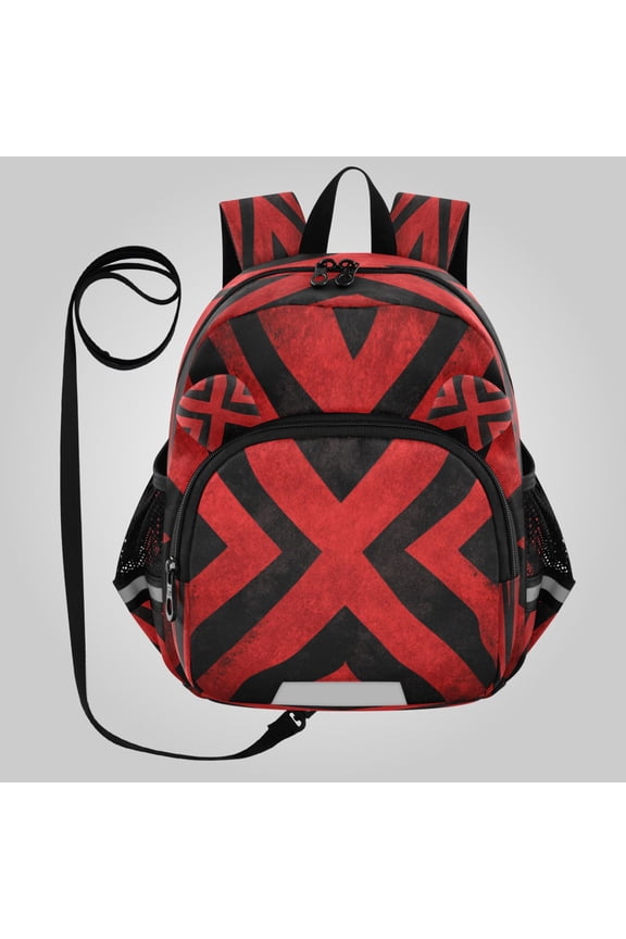 Adorable Ear-Print Backpack with Reflective Strip and Anti-Lost Leash Adjustable Shoulder Straps Mini Travel Backpack Crimson Cross Of The Wild
