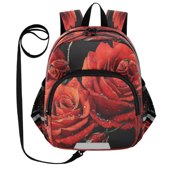RMDQTR Adorable Ear-Print Backpack with Reflective Strip and Anti-Lost Leash Adjustable Shoulder Straps Mini Travel Backpack Diamond Painting Of Red Roses