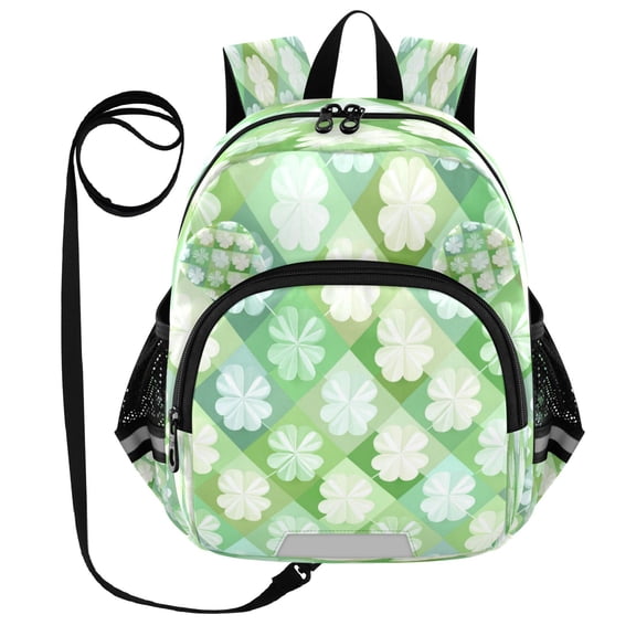 RMDQTR Adorable Ear-Print Backpack with Reflective Strip and Anti-Lost Leash Adjustable Shoulder Straps Mini Travel Backpack Diamond-shaped Four-leaf Clover