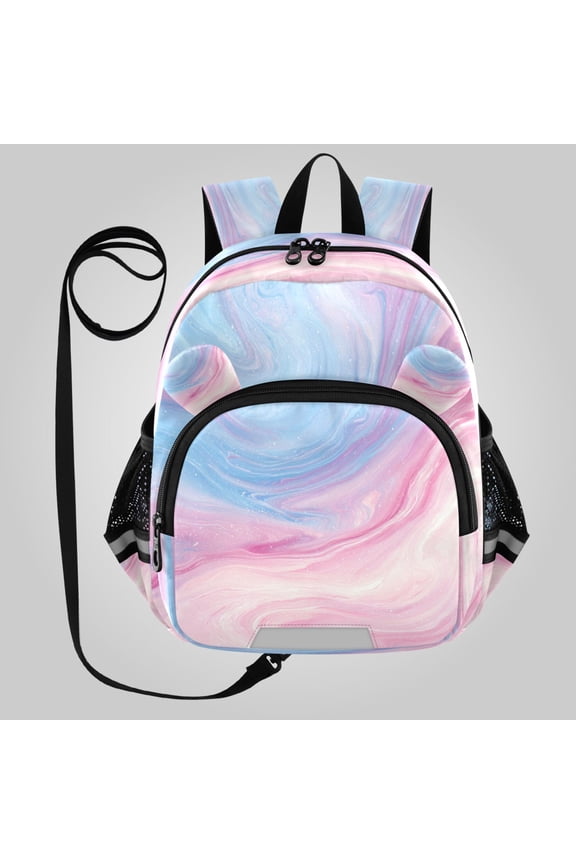 Adorable Ear-Print Backpack with Reflective Strip and Anti-Lost Leash Adjustable Shoulder Straps Mini Travel Backpack Dreamy Swirl Galaxy Print