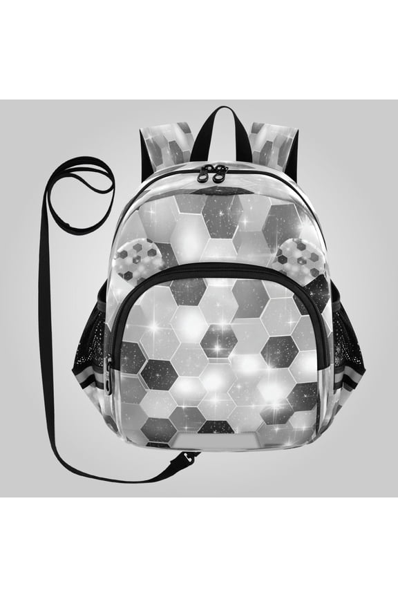Adorable Ear-Print Backpack with Reflective Strip and Anti-Lost Leash Adjustable Shoulder Straps Mini Travel Backpack Futuristic Sparkle Hex Tile
