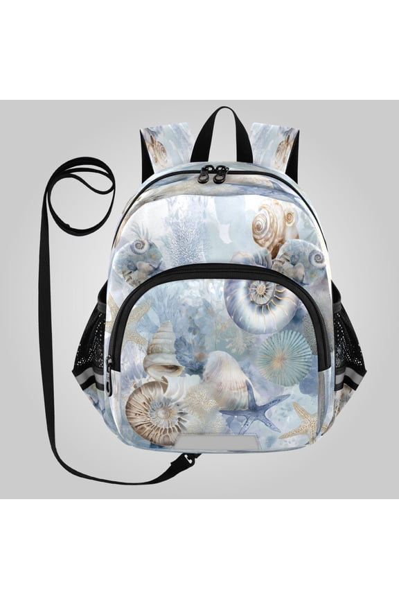 Adorable Ear-Print Backpack with Reflective Strip and Anti-Lost Leash Adjustable Shoulder Straps Mini Travel Backpack Gilded Coastal Fossil Watercolor