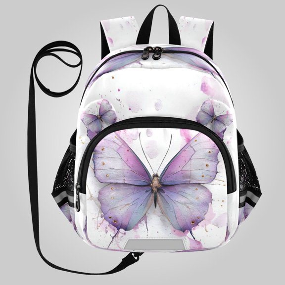 RMDQTR Adorable Ear-Print Backpack with Reflective Strip and Anti-Lost Leash Adjustable Shoulder Straps Mini Travel Backpack Gold Vein Butterfly Art Print