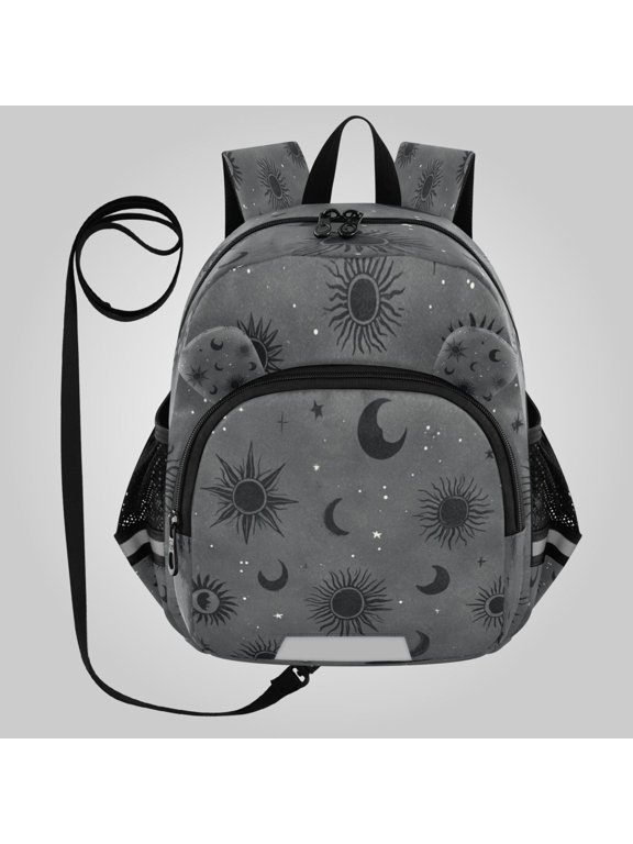 Adorable Ear-Print Backpack with Reflective Strip and Anti-Lost Leash Adjustable Shoulder Straps Mini Travel Backpack Grey Astrology Celestial Art