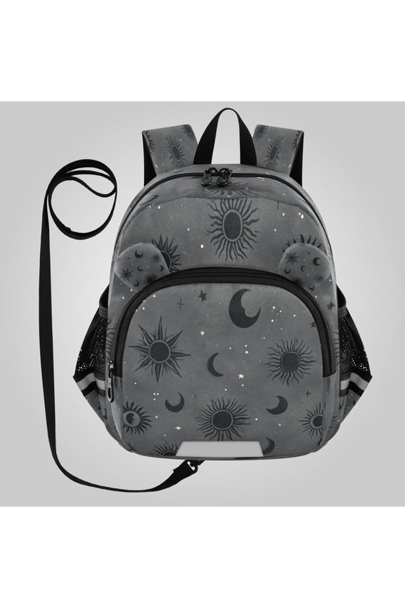 Adorable Ear-Print Backpack with Reflective Strip and Anti-Lost Leash Adjustable Shoulder Straps Mini Travel Backpack Grey Astrology Celestial Art