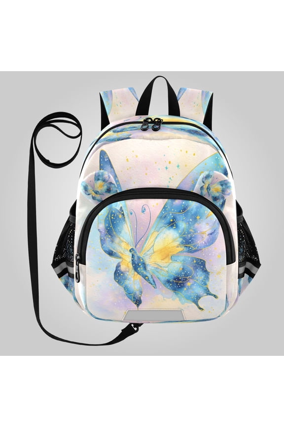 Adorable Ear-Print Backpack with Reflective Strip and Anti-Lost Leash Adjustable Shoulder Straps Mini Travel Backpack Midnight Gilded Butterfly