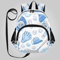 thumbnail image 1 of RMDQTR Adorable Ear-Print Backpack with Reflective Strip and Anti-Lost Leash Adjustable Shoulder Straps Mini Travel Backpack Soft Blue Baseball Gear Pattern, 1 of 7