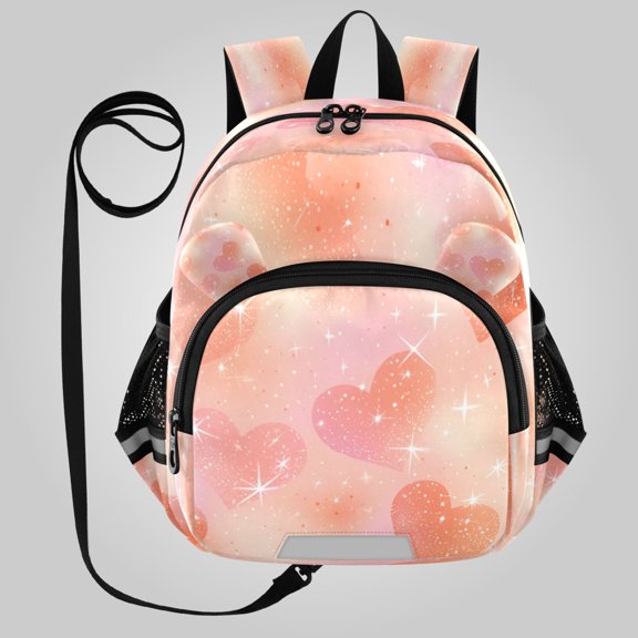 RMDQTR Adorable Ear-Print Backpack with Reflective Strip and Anti-Lost Leash Adjustable Shoulder Straps Mini Travel Backpack Sunset Glow Heart Tapestry