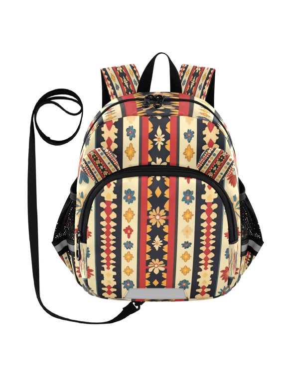 Adorable Ear-Print Backpack with Reflective Strip and Anti-Lost Leash Adjustable Shoulder Straps Mini Travel Backpack Carpet Design