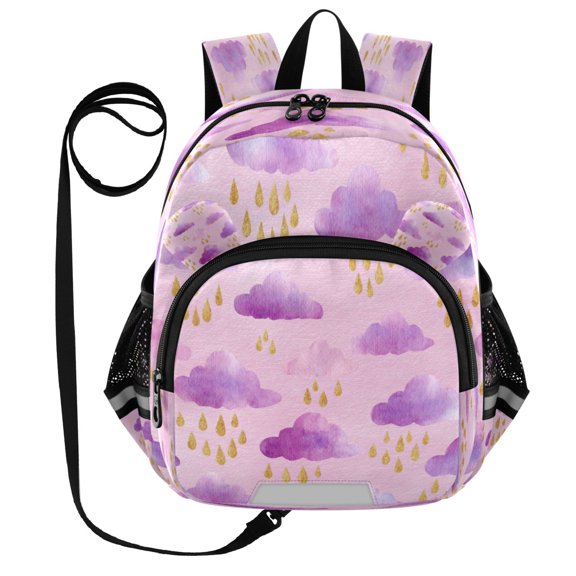 RMDQTR Adorable Ear-Print Backpack with Reflective Strip and Anti-Lost Leash Adjustable Shoulder Straps Mini Travel Backpack Clouds and Raindrops