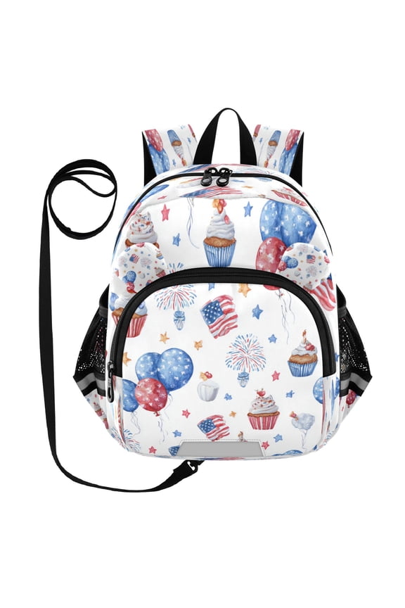 Adorable Ear-Print Backpack with Reflective Strip and Anti-Lost Leash Adjustable Shoulder Straps Mini Travel Backpack Cupcakes