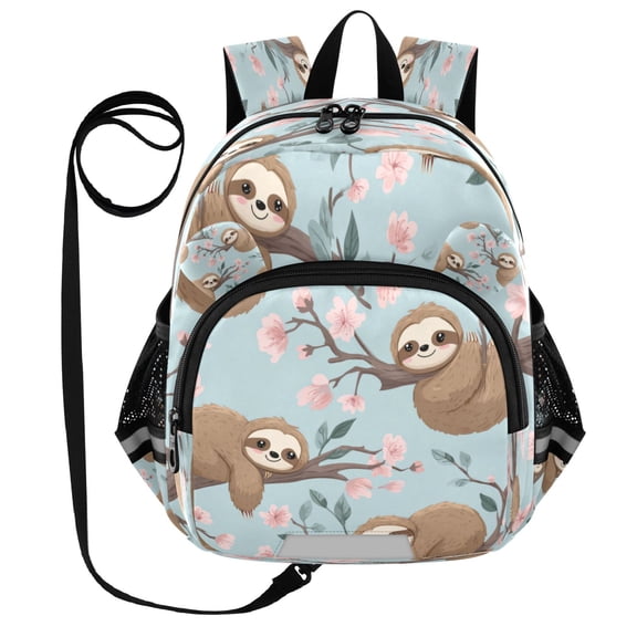 RMDQTR Adorable Ear-Print Backpack with Reflective Strip and Anti-Lost Leash Adjustable Shoulder Straps Mini Travel Backpack Cute Cartoon Sloth