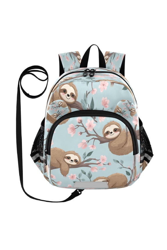 Adorable Ear-Print Backpack with Reflective Strip and Anti-Lost Leash Adjustable Shoulder Straps Mini Travel Backpack Cute Cartoon Sloth