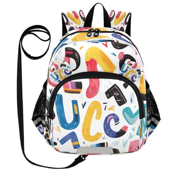RMDQTR Adorable Ear-Print Backpack with Reflective Strip and Anti-Lost Leash Adjustable Shoulder Straps Mini Travel Backpack Cute Creative Alphabet