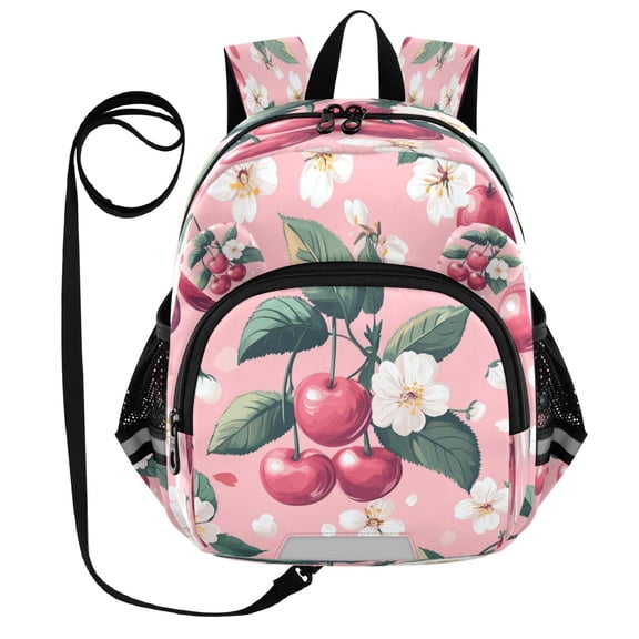RMDQTR Adorable Ear-Print Backpack with Reflective Strip and Anti-Lost Leash Adjustable Shoulder Straps Mini Travel Backpack Cute Girly Style Cherry