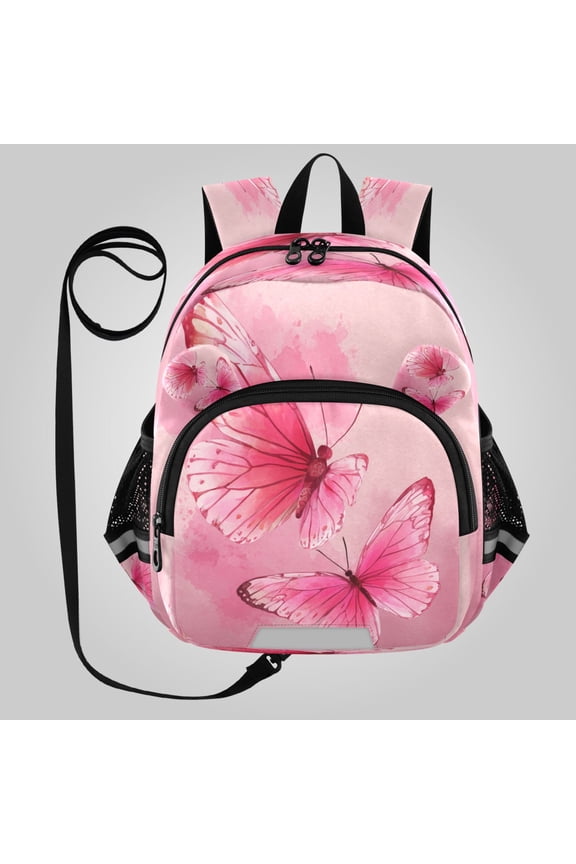 Adorable Ear-Print Backpack with Reflective Strip and Anti-Lost Leash Adjustable Shoulder Straps Mini Travel Backpack Dark Crimson Butterfly