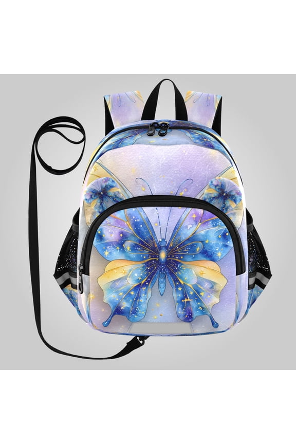 Adorable Ear-Print Backpack with Reflective Strip and Anti-Lost Leash Adjustable Shoulder Straps Mini Travel Backpack Golden Galaxy Butterfly