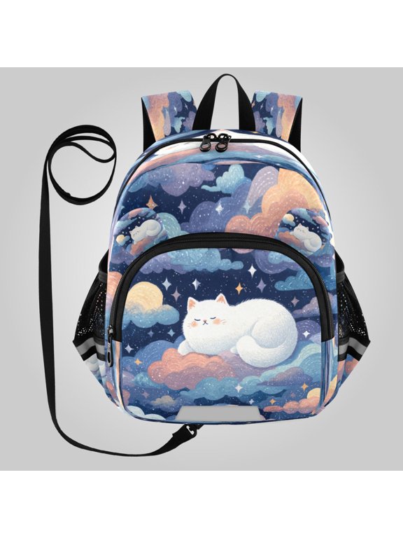 Adorable Ear-Print Backpack with Reflective Strip and Anti-Lost Leash Adjustable Shoulder Straps Mini Travel Backpack Gothic Dream Cat