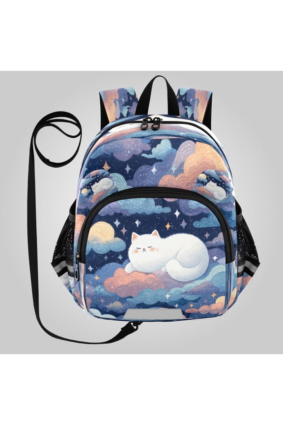 Adorable Ear-Print Backpack with Reflective Strip and Anti-Lost Leash Adjustable Shoulder Straps Mini Travel Backpack Gothic Dream Cat