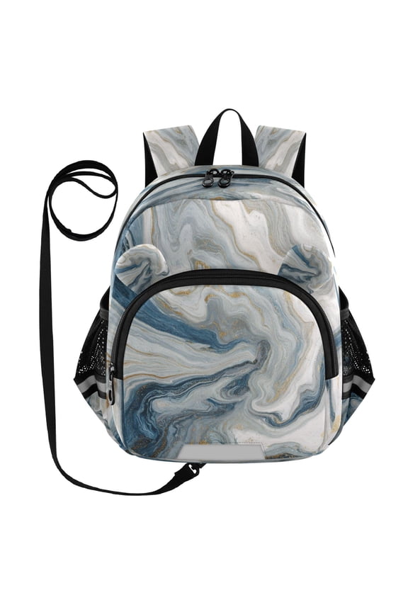 Adorable Ear-Print Backpack with Reflective Strip and Anti-Lost Leash Adjustable Shoulder Straps Mini Travel Backpack Gray Marble