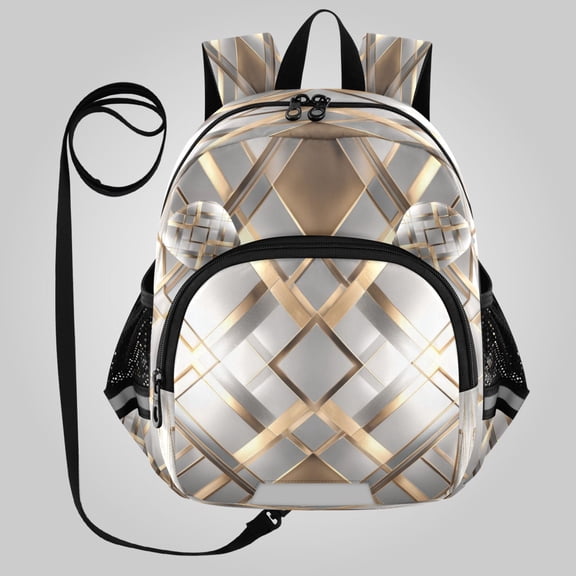 RMDQTR Adorable Ear-Print Backpack with Reflective Strip and Anti-Lost Leash Adjustable Shoulder Straps Mini Travel Backpack Layered Diamond Pattern