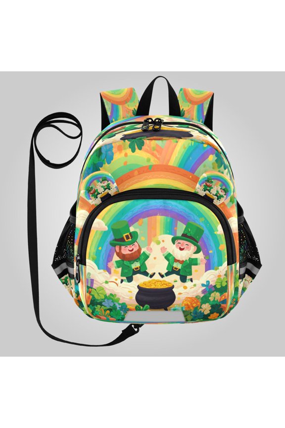 Adorable Ear-Print Backpack with Reflective Strip and Anti-Lost Leash Adjustable Shoulder Straps Mini Travel Backpack Leprechaun Party Buddies