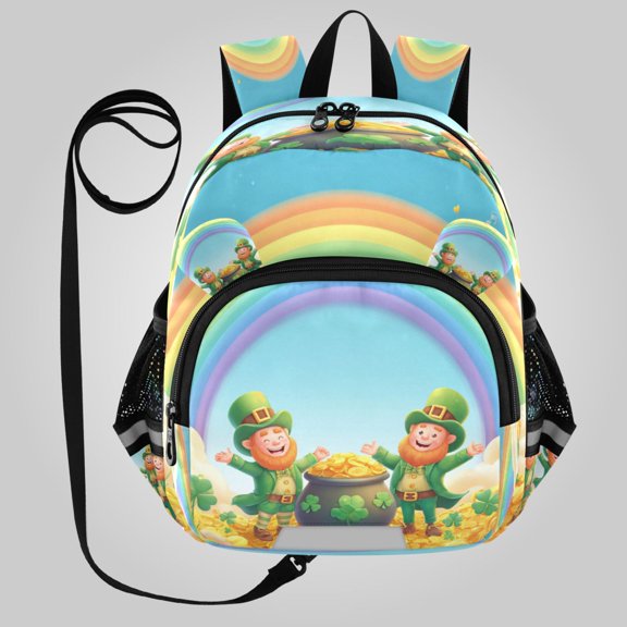 RMDQTR Adorable Ear-Print Backpack with Reflective Strip and Anti-Lost Leash Adjustable Shoulder Straps Mini Travel Backpack Lucky Leprechaun Twins
