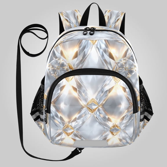 RMDQTR Adorable Ear-Print Backpack with Reflective Strip and Anti-Lost Leash Adjustable Shoulder Straps Mini Travel Backpack Luxe Diamond Weave
