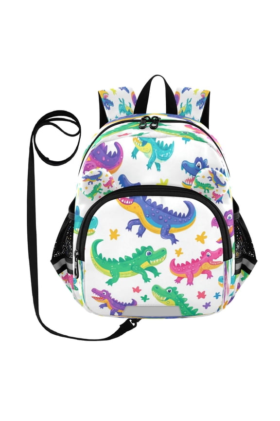 Adorable Ear-Print Backpack with Reflective Strip and Anti-Lost Leash Adjustable Shoulder Straps Mini Travel Backpack Pattern Of Crocodiles