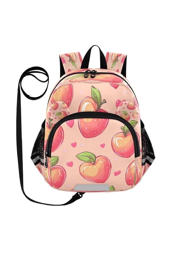 Adorable Ear-Print Backpack with Reflective Strip and Anti-Lost Leash Adjustable Shoulder Straps Mini Travel Backpack Peach with Hearts