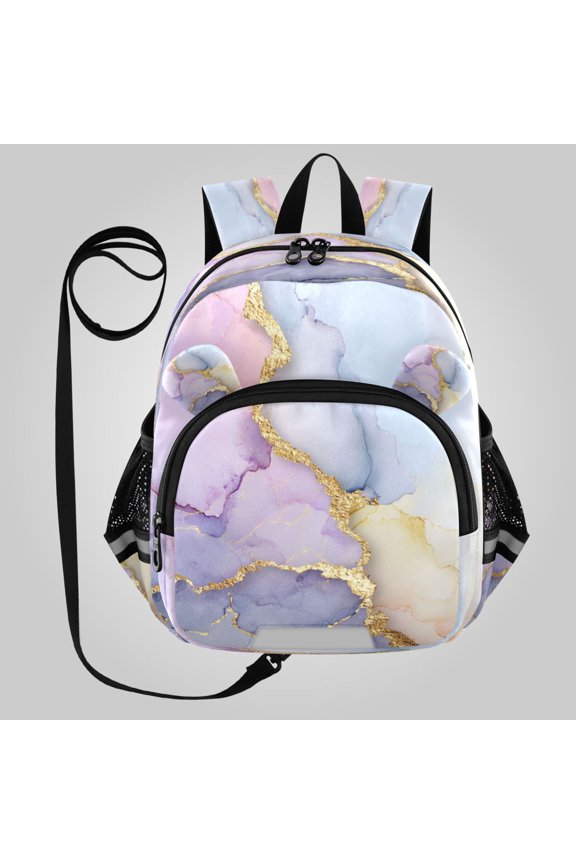 Adorable Ear-Print Backpack with Reflective Strip and Anti-Lost Leash Adjustable Shoulder Straps Mini Travel Backpack Unicorn Dream Fluid Art