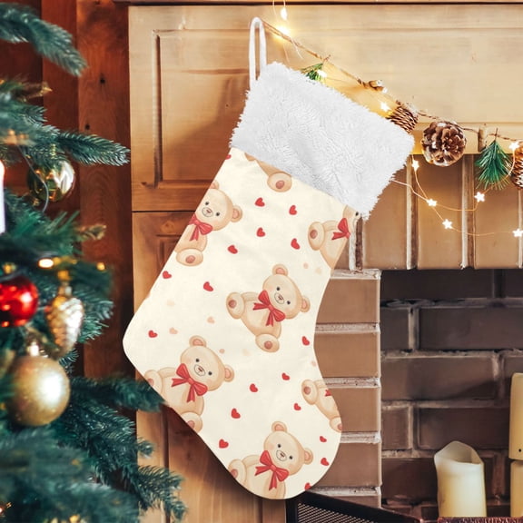 RMDQTR Christmas Stockings for Xmas Gifts - Large Size Festive Holiday Decor for Family Bears and Bows