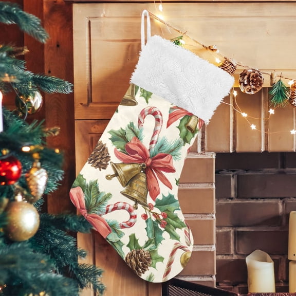 RMDQTR Christmas Stockings for Xmas Gifts - Large Size Festive Holiday Decor for Family Christmas Bells Pattern