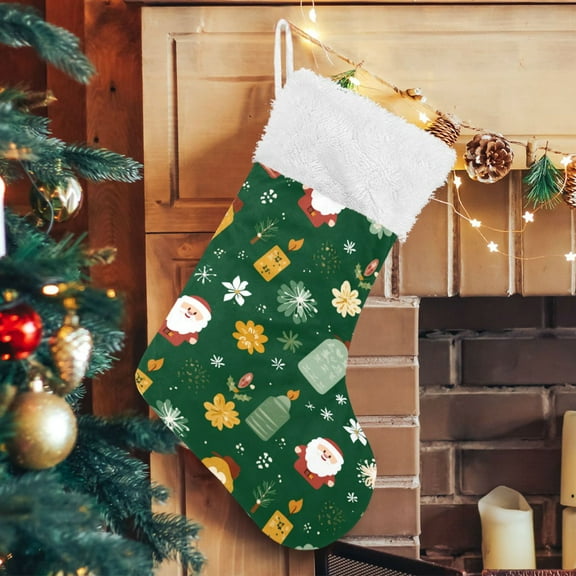 RMDQTR Christmas Stockings for Xmas Gifts - Large Size Festive Holiday Decor for Family Christmas Pattern with Santa Claus