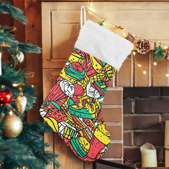 RMDQTR Christmas Stockings for Xmas Gifts - Large Size Festive Holiday Decor for Family Coffee Ice Cream