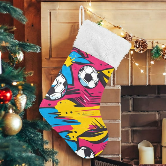 RMDQTR Christmas Stockings for Xmas Gifts - Large Size Festive Holiday Decor for Family Colorful Football