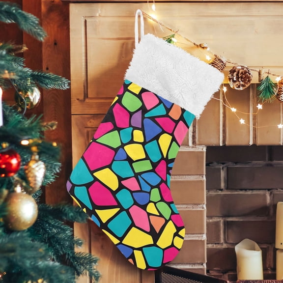 RMDQTR Christmas Stockings for Xmas Gifts - Large Size Festive Holiday Decor for Family Colorful Irregular Pattern