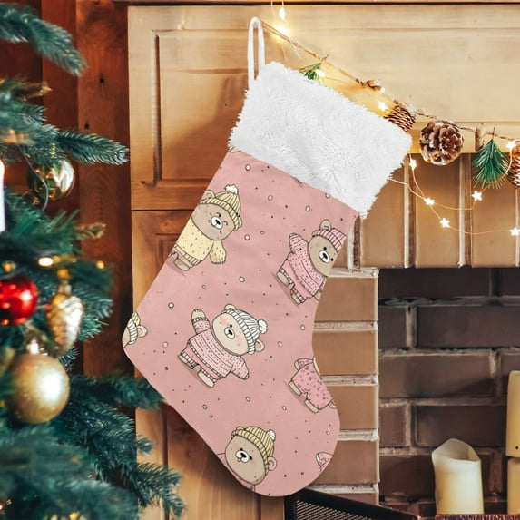 RMDQTR Christmas Stockings for Xmas Gifts - Large Size Festive Holiday Decor for Family Cute Bear Pattern