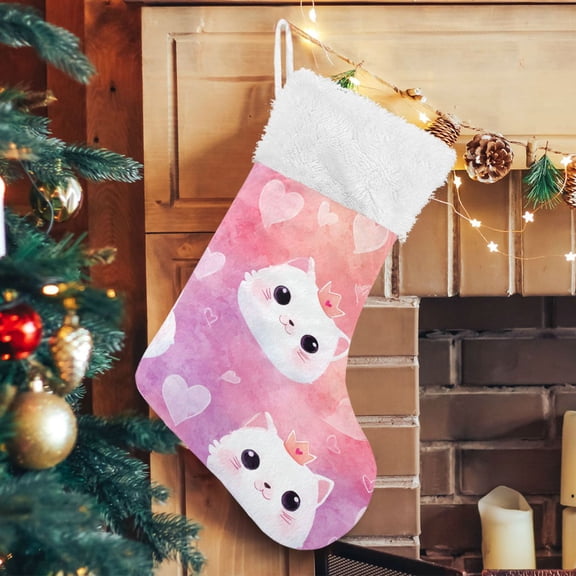 RMDQTR Christmas Stockings for Xmas Gifts - Large Size Festive Holiday Decor for Family Cute Birthday Cats
