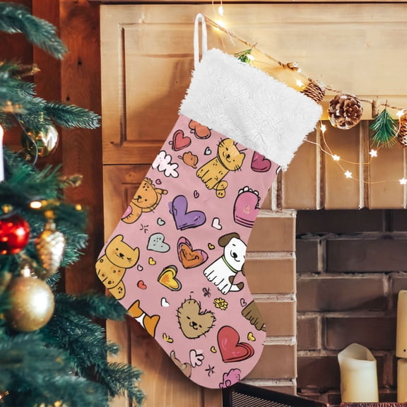 RMDQTR Christmas Stockings for Xmas Gifts - Large Size Festive Holiday Decor for Family Cute Cats and Dogs
