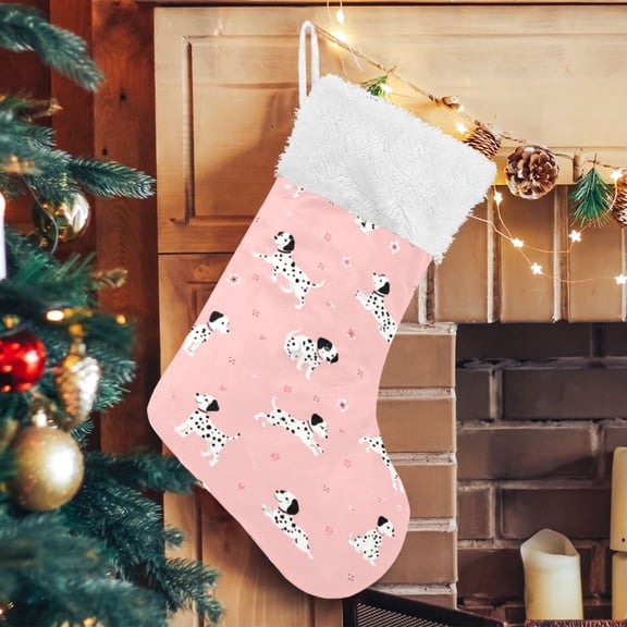 RMDQTR Christmas Stockings for Xmas Gifts - Large Size Festive Holiday Decor for Family Cute Dalmatian Dog Pattern