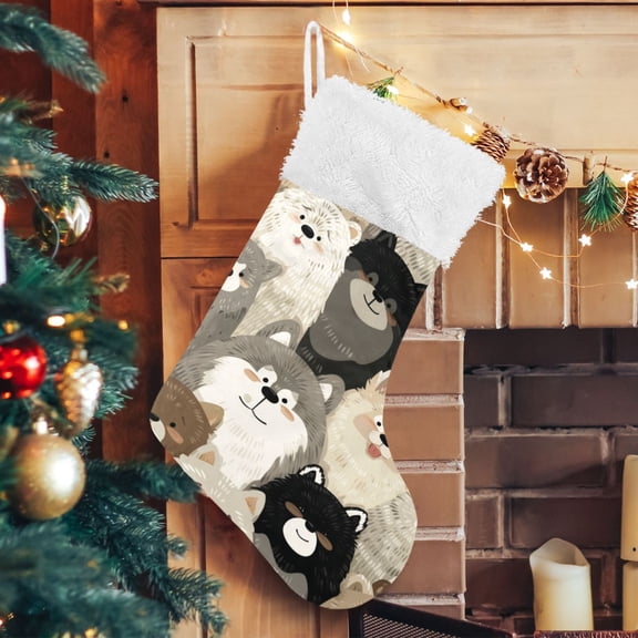 RMDQTR Christmas Stockings for Xmas Gifts - Large Size Festive Holiday Decor for Family Cute Fluffy Fur Family