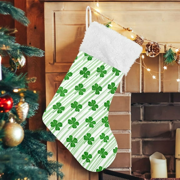 RMDQTR Christmas Stockings for Xmas Gifts - Large Size Festive Holiday Decor for Family Cute Four-leaf Clover