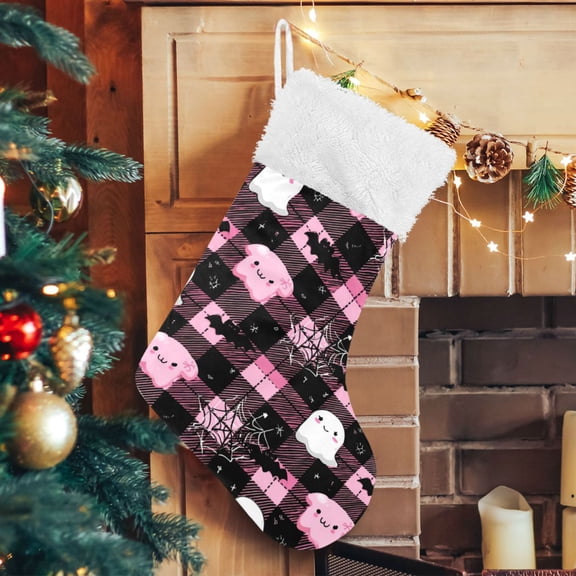 RMDQTR Christmas Stockings for Xmas Gifts - Large Size Festive Holiday Decor for Family Cute Halloween Ghosts