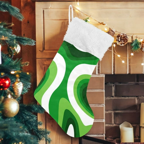 RMDQTR Christmas Stockings for Xmas Gifts - Large Size Festive Holiday Decor for Family Deep Green Thick Lines
