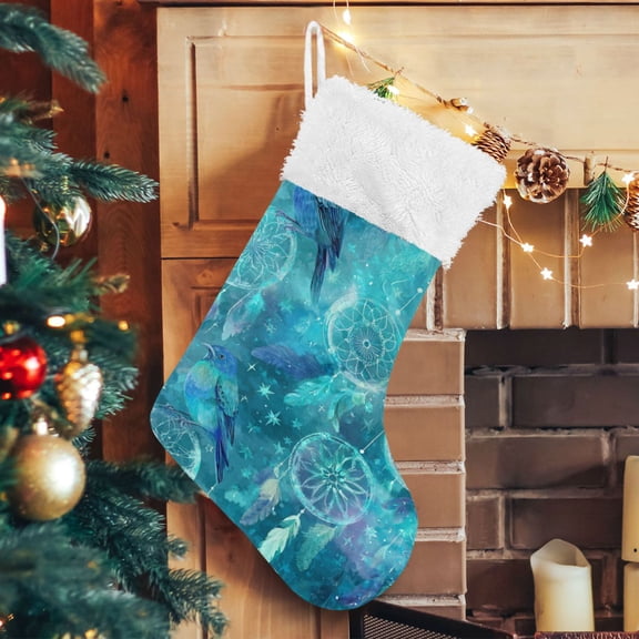 RMDQTR Christmas Stockings for Xmas Gifts - Large Size Festive Holiday Decor for Family Dreamcatchers and Birds