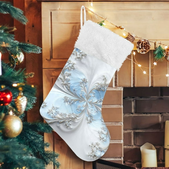 RMDQTR Christmas Stockings for Xmas Gifts - Large Size Festive Holiday Decor for Family Gentle White-blue Tones